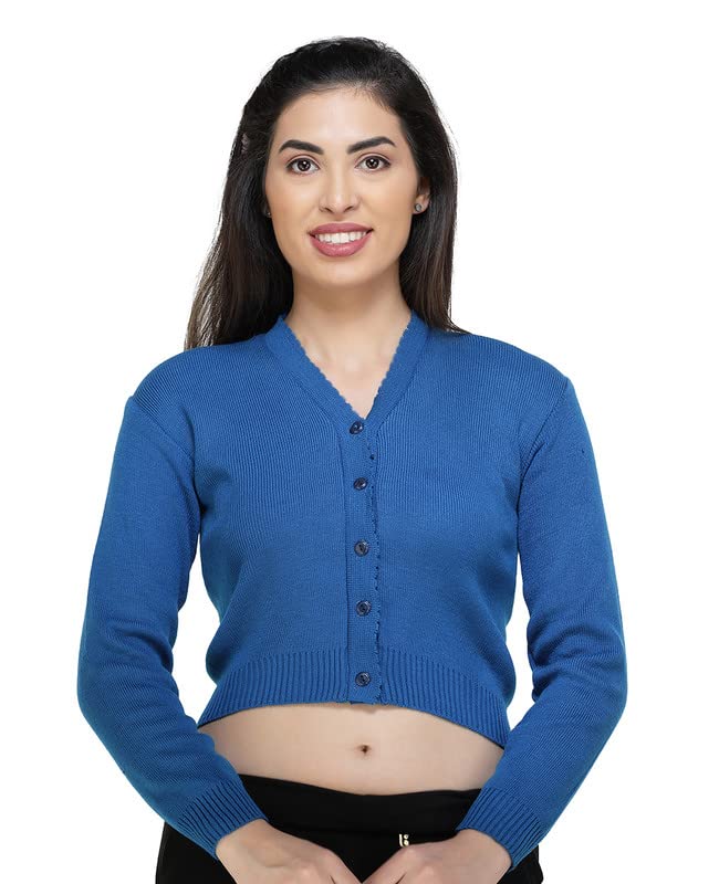 Image of Women Winter Wear V-Neck Full Sleeves Regular Fit Woollen Blouse