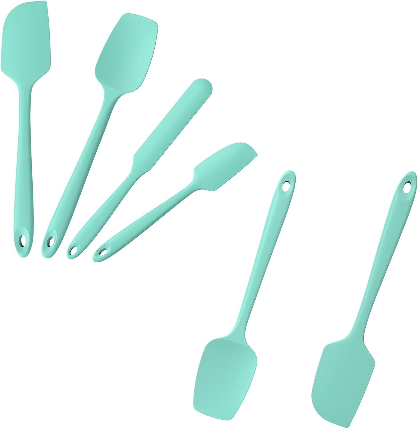 Silicone Large and Spoon Spatula & 4-Piece Spatula Set: Doosu 600°F Heat Resistant Food Grade Kitchen BPA-Free Baking Cooking Tool Nonstick Utensil Set for Mixing Scraping Folding Stirring (Aqua Sky)