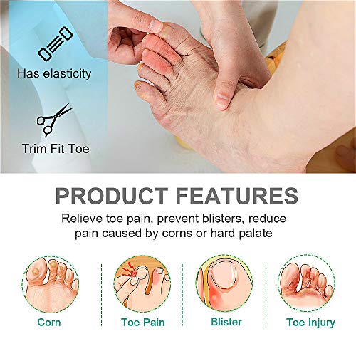 Image of 10 Pack Toe Caps, Toe Sleeves, Toe Protectors - for Middle Toe Blisters, Corns, Injured Toenails and Hammer Toe Protect