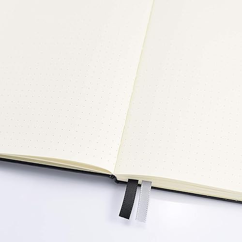 Miniatura 5 de Guissi Cuaderno clásico de cuadrícula punteada, tapa dura, A5, papel grueso sin ácidos con bolsillo interior, suministros escolares de oficina, 144