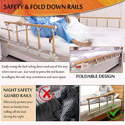 Bed Side Rails Safety Railings for Elderly Adults Seniors Bed Safety Rail Home Assist Handle Bedrail Grab Bar Bedside Cane Medical Supplies Folding Handicap Rails (48 ×18 INCH) - Thumbnail 5