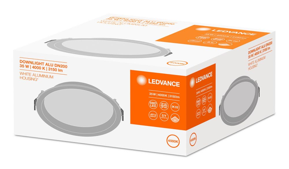 LEDVANCE LED Downlight | Leuchte für Innenanwendungen | Kaltweiß | 215,0 mm x 61,0 mm | DOWNLIGHT ALU