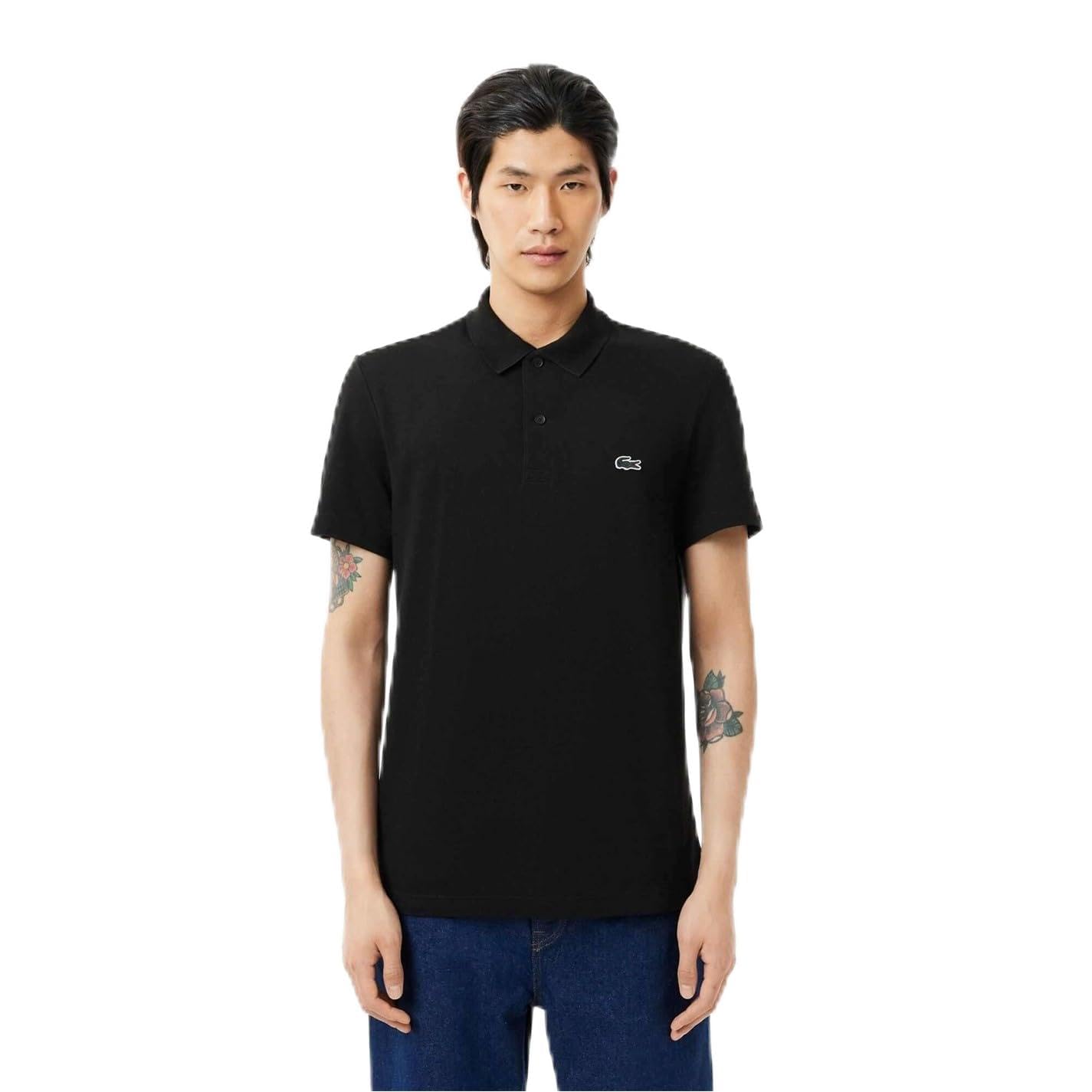 Lacoste Men's Black Regular Fit Cotton Blend Polo Shirt