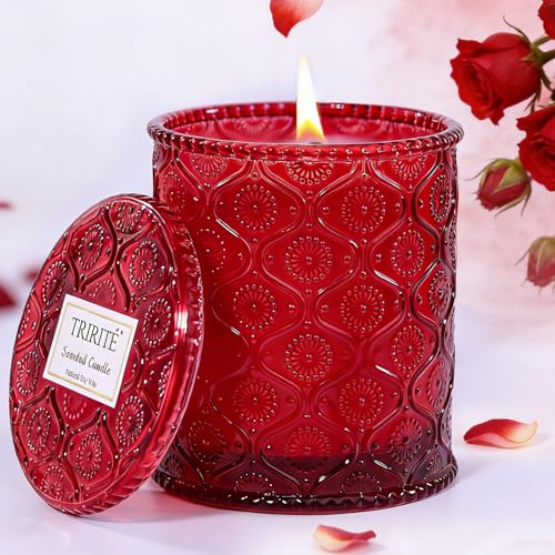 Red Rose Scented Candle for Mother's Day, Soy Wax Scented