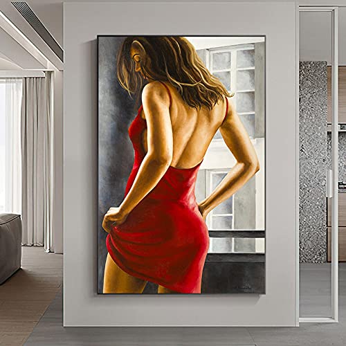Peinture toile femme sexy 40x60cm pour habiller un mur vide de salon