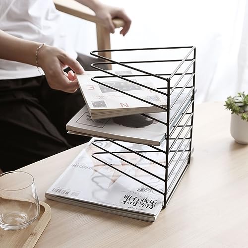 Sooyee 2 Pack 9 Slot Black Magazine Holder,Desktop File Sorter Organizer Triangle Bookshelf Decor Home Office - Image 6