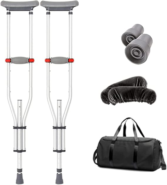 ZEIA3 Pair of Underarm Crutches Aluminum Folding Crutches Pushbutton