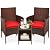 Best Choice Products 3-Piece Outdoor Wicker Conversation Bistro Set, Space Saving Patio Furniture for Garden w/Side Table - Brown/Red