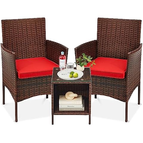 Best Choice Products 3-Piece Outdoor Wicker Conversation Bistro Set Cover