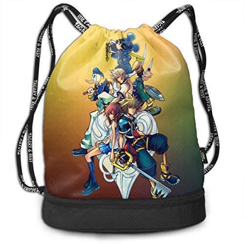 HFXY King-dom Hearts Mochila de paquete ultra duradera Mochila con cordón de poliéster impresa en...