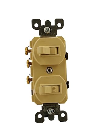 Leviton 5241-I 15 Amp, 120/277 Volt, Duplex Style Single-Pole/3-Way Ac Combination Switch, Commercial Grade, Ivory