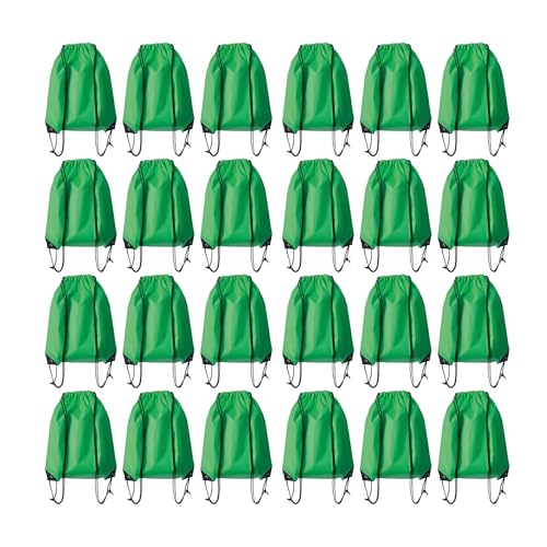 JohahaTim Drawstring Backpack Bulk 24Pcs Draw String Backpack Bags DIY Gym Sports Traveling Yoga Cinch Bag Sackpack Drawstring(green)