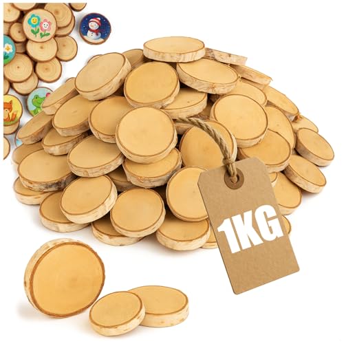 com-four® 1kg Streudeko, dekorative Holzscheiben zum Streuen - Holzchips aus natürlichem Holz mit Rinde - Bastelbedarf für Geschenke und Potpourris