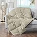 Puredown Packable Down Throw Blanket, Down-proof Fabric, 50x70'', Khaki