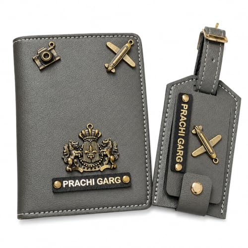 Image of Eco Leather Unisex Passport Cover and Luggage Tags (Dark Grey)