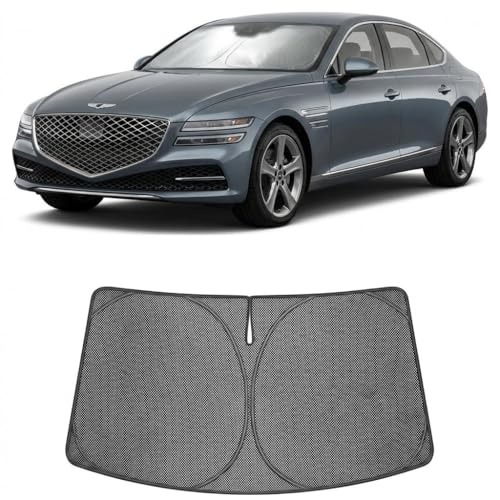 Image of Proadsy Windshield Sun Shade Custom Fit Ford Mustang Mach-E 2021-2026 Ice Crystal Black Front Window Sunshade UV and Heat Blocker Foldable Visor Keeps Car Cooler for Summer Parking and Daily Use