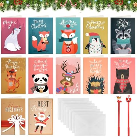 Cartes de Vœux Noël LANSKYLAN 24 Pcs Cover