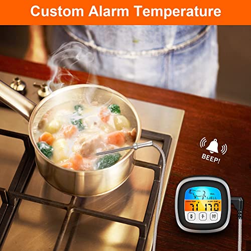 2 Pack Digital Cooking Thermometer For Meat, Digital Food Thermometer For Bbq, Instant Read Meat Thermometer With Alarm Touch Screen Ipx7 Waterproof Probe, Food Grade Material & Safety Protection #TOP6