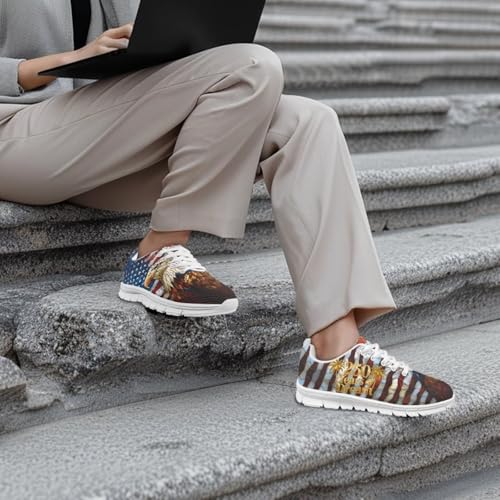 Image of Jeiento American Flag Shoes Men's Fashion Sneaker Sports Running Shoes Causal Travel Walking Flat Shoe Breathable
