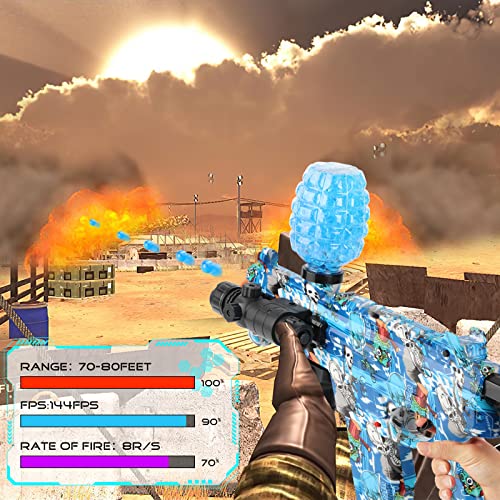Splatter Ball Gun, R99 Gel Ball Blaster 4 Automatic Modes, 70-80Ft Gel Gun, 60000 Gel Beads And 1 X Goggles For Backyard Outdoor Team Game, Blue #TOP1