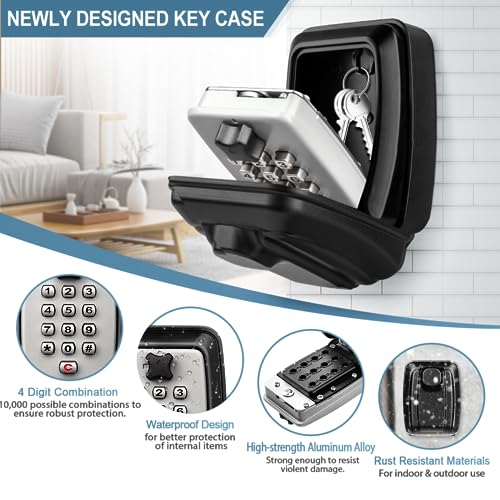 ENONEO Key Box with Code 12 Digits Combination Key Safe Cover ...