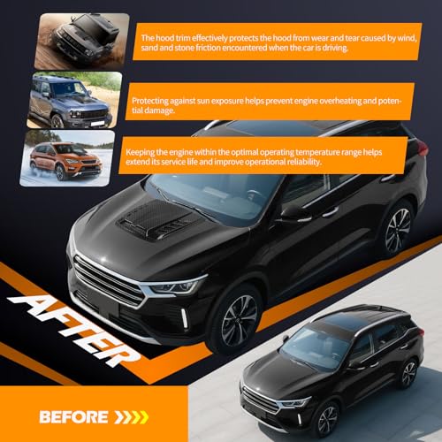 Image of Universal Hood Air Vent,Car Hood Vents,Hood Vents for Trucks, Universal Hood Scoop for Cars,Suit for Colorado, Dodge Ram 1500 2500 3500,GMC Sierra(Carbon Fiber Pattern)