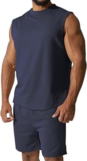 DDDHL Conjunto masculino slim suit masculino verão malha respirável anti rugas duas peças respirável volume conjunto de shorts, Azul-marinho, XG