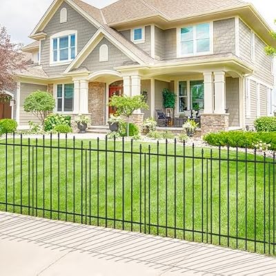 FOREHOGAR Metal Garden Fence 36 in H x 12 ft L, 6 Panels + 7 Stakes Border Dog Fence Panels Animal Barrier, No Dig Garden Fencing for Yard Patio Flower Bed Lawn Outdoor, Arch Black