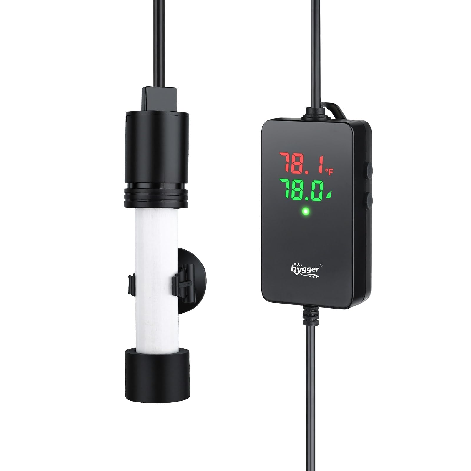 hygger ECO Precise Aquarium Submersible Heater 50W for 5-100 Gallon Fish Tank Heater with Digital Display Adjustable Controller