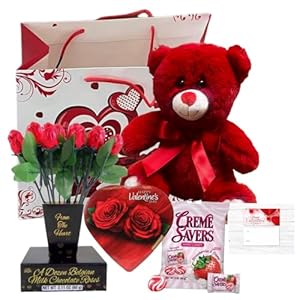 Valentinegiftbasketset10teddybearplushwhiteorreddozenbelgianmilkchocolaterosesbouquetcremesaversstrawberryandcremehardcandyelmerchocolateroseflowersheartshaped Urban Country Home Decor Valentine gift basket set 10 teddy bear plush white or red dozen belgian milk chocolate roses bouquet creme savers strawberry and creme hard candy elmer chocolate rose flowers heart shaped urban country home decor