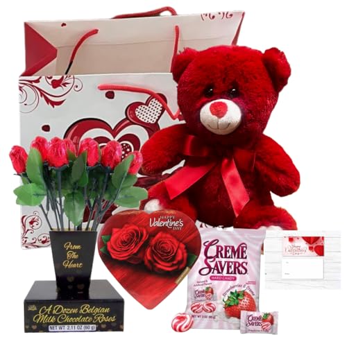 Valentinegiftbasketset10teddybearplushwhiteorreddozenbelgianmilkchocolaterosesbouquetcremesaversstrawberryandcremehardcandyelmerchocolateroseflowersheartshaped Urban Country Home Decor Valentine gift basket set 10 teddy bear plush white or red dozen belgian milk chocolate roses bouquet creme savers strawberry and creme hard candy elmer chocolate rose flowers heart shaped urban country home decor