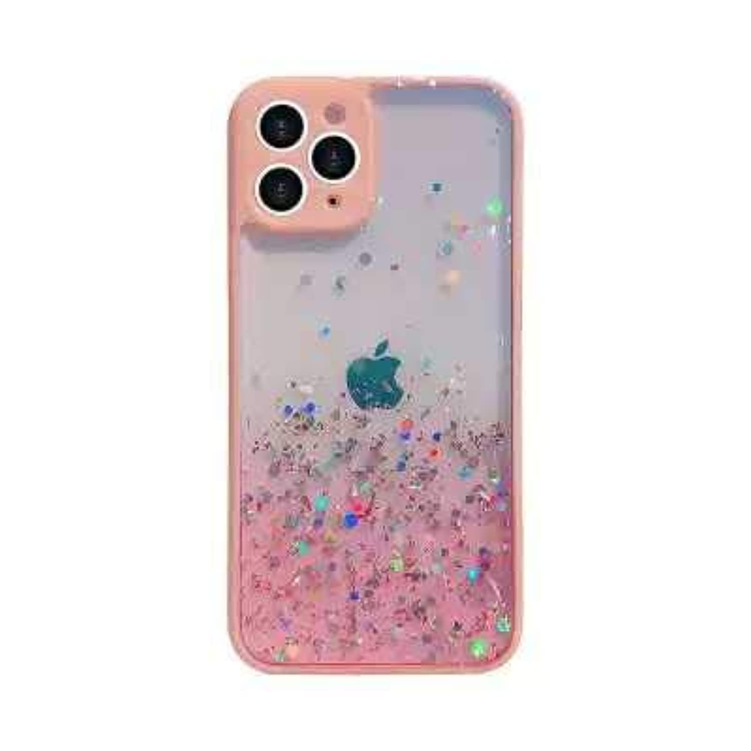Cute Fixed Shining Glitter Cristal Candy Gradient Colors with Camera Protection Clear Case Cover Back Cover For Iphone 11 Pro, 5.8 inch (Pink)