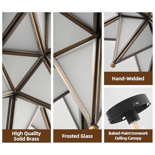 Image of Moravian Star Ceiling Light - 12.7 Inch Brass & Frosted Milk Glass, Black