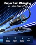IPhone 16e 17 Chargeur de voiture USB C, 60W Double PD Adaptateur de voiture de recharge rapide super avec bobine USB-C Câble pour Apple 17/16 Pro Max/16 Pro/15 Plus/15 Pro, iPad Mini/Air/Pro 11 inch, Type C cargador para Car