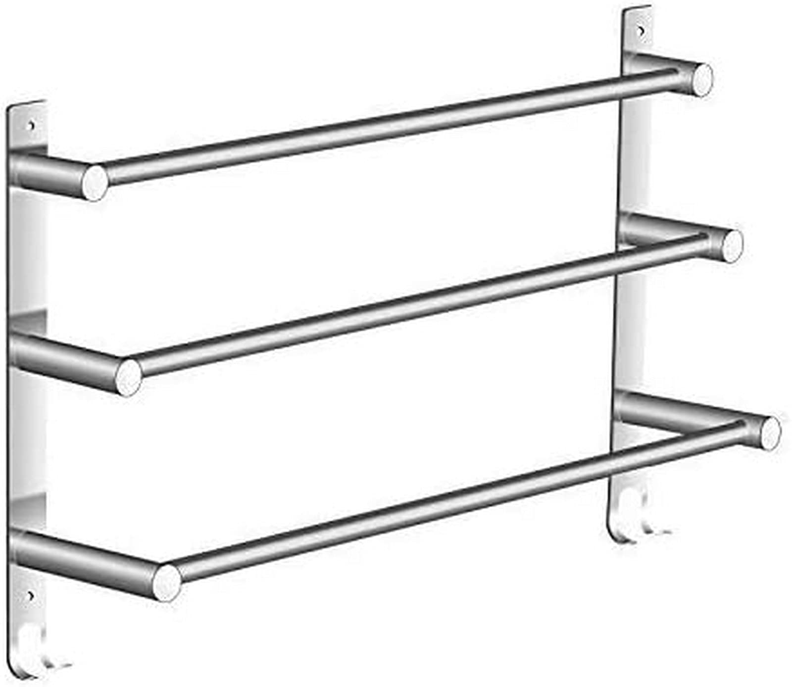 GONMDOPY Towel Rail,Towel Rack,Wall Mounted Bath Towel Rack Stainless Steel,With Hooks Multi-Function Towel Shelf for Kitchen,Bathroom/40Cm