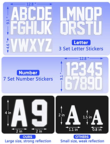 Seloom 148 Pcs Reflective Mailbox Numbers And Letters Stickers Decals,4" X 7 Set Number 0-9 And 4" X 3 Set Alphabet Letter For Outside Indoor,Vinyl Self-Adhesive Waterproof Door House Address Stickers #TOP1