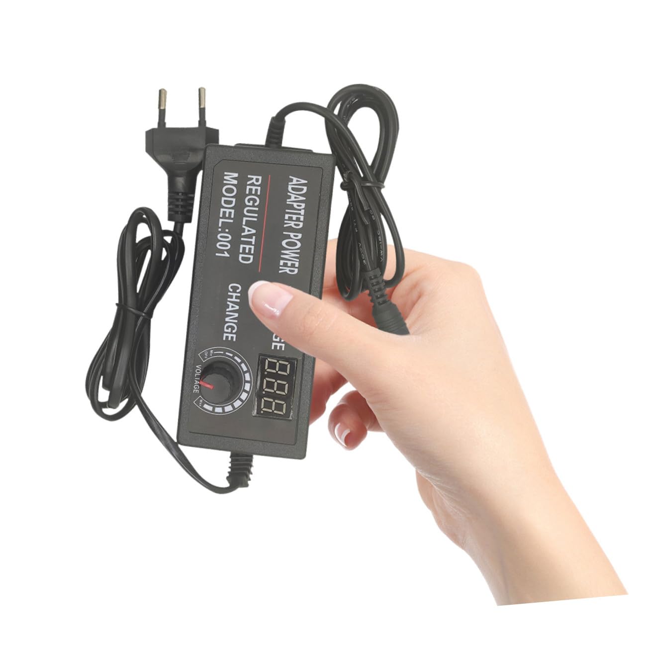 Alimentatore Regolabile 72w 9-24v 3a con Display Digitale, Adattatore Nero per Striscia LED e Protezione Dispositivo