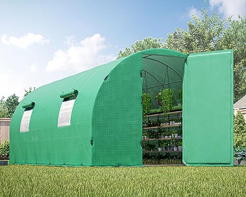 Papababe 20x10x7.5 FT Extra high Large Walk-in Greenhouse for Outdoors