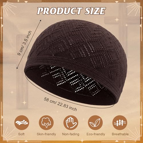 Image of Boyiee Kufi Hat for Men Muslim Knit Kufi Cap Crochet Beanie Skull Beanie African Hat for Men Women