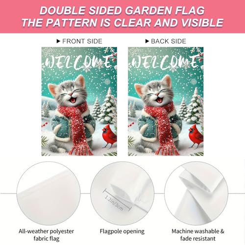 Image of BlissYard Cat Snowflake Winter Garden Flag 12x18 Inch Polyester