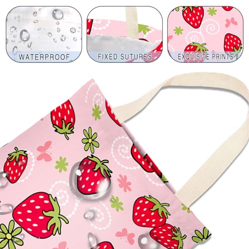 Image of Car Trash Bag Hanging No Snap Small Garbage Bag for Car Back Seat Cute Printed One-handed Strap Trash Bags Car Accessories-Strawberry Car Trash Bags