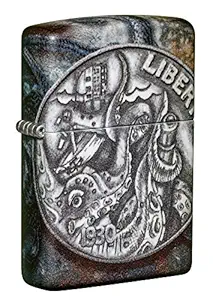 Zippo Pirate Coin Design Pocket Lighter Windproof Stylish Premium Metal Body Eco Environment-Friendly Unique Stylish Travel Friendly