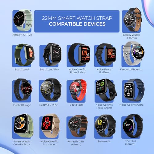 Image of GameSir 22mm Smartwatch Strap | Soft Silicone Magnetic Lock Replacement Band Compatible with Noise ColorFit & All 22mm Lug Watches | Flexible, Sweatproof & Fashion Design Strap (Black)