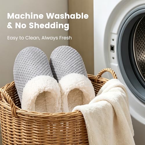 Image of ULTRAIDEAS Women's Breathable House Slippers with Memory Foam, Lightweight Cotton Blend Lining, Indoor Outdoor Slip On Design, Non Slip Rubber Sole for Bedroom, Machine Washable