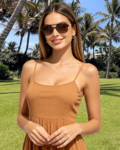 Image of GRFISIA Retro Aviator Sunglasses for Women Men Trendy Rectangle Womens Mens Sun Glasses Shades for Driving Vacation UV400