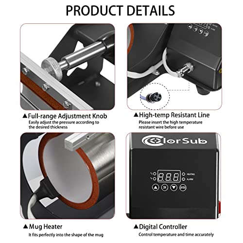 Colorsub Mug Heat Press Machine For Sublimation Heat Press Transfer Print Mug Coffee Cup 11Oz Black #TOP2