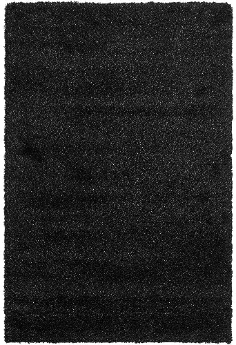 Image of Solid Shaggy Carpets and Rugs for Bedroom Drawing Room 9x12 Feet Black Color
