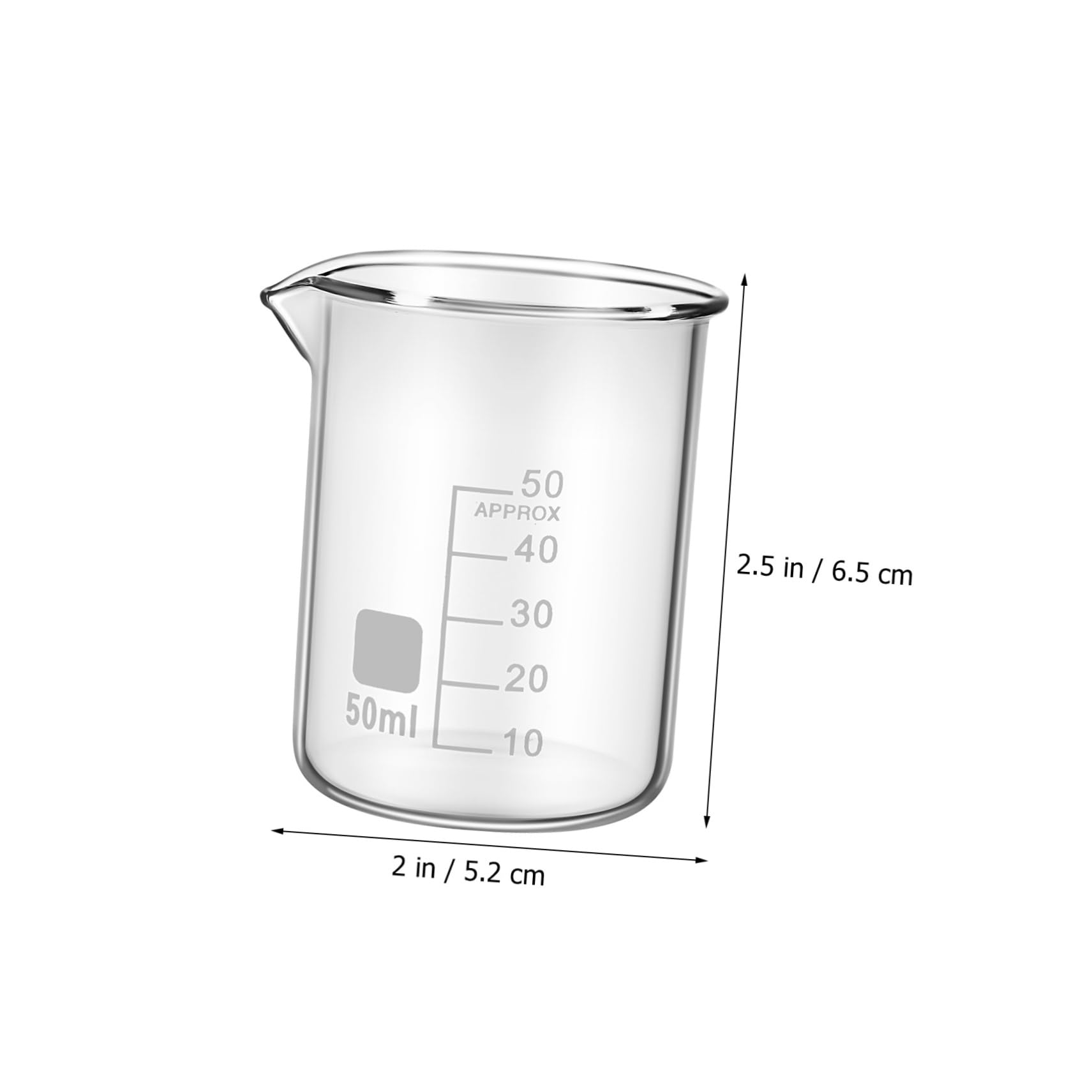 Cabilock Accurate Measuring Beakers Set 50ml Graduated Cylinders Laboratory Supplies Glassware Spout Experiment Cups Heat Safe Glass Beakers