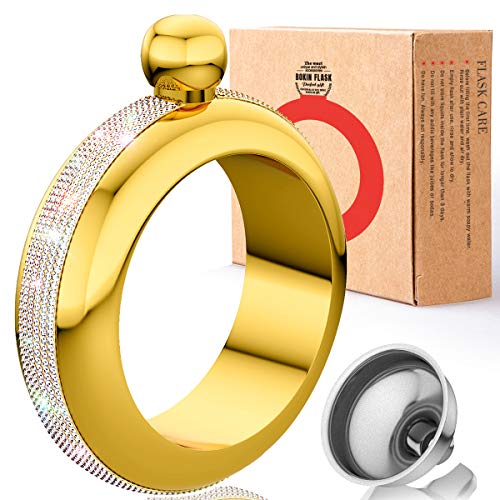 BOKIN Bracelet Bangle Flask 304 Stainless Steel with Handmade, Funnel in Gift Box