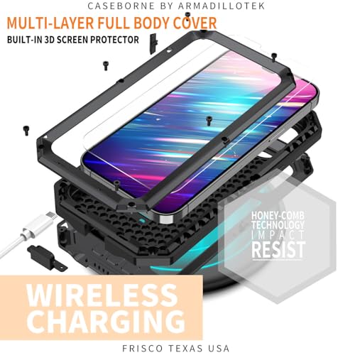 Coque iPhone 14 Plus noir silicone rigide et métal antichoc